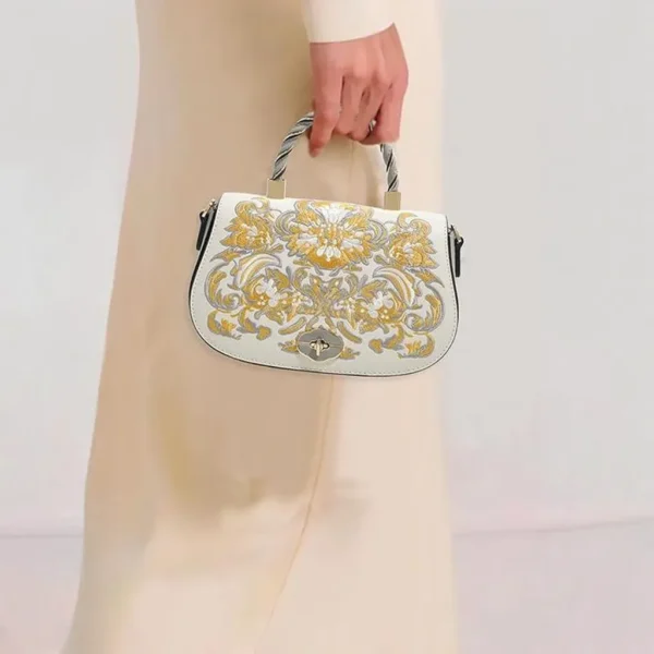 Women's Handbag with Light-colored Phoenix Flower Embroidery - Image 11