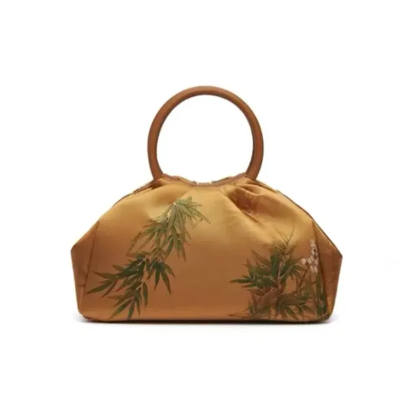 Women's Handbag with Embroidery of Golden Bamboo and Plum Blossom and Hidden Patterns - Image 3