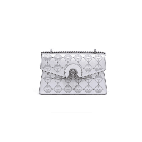 Women's Shoulder Bag with Silver Lucky Chain Embroidery - Image 3