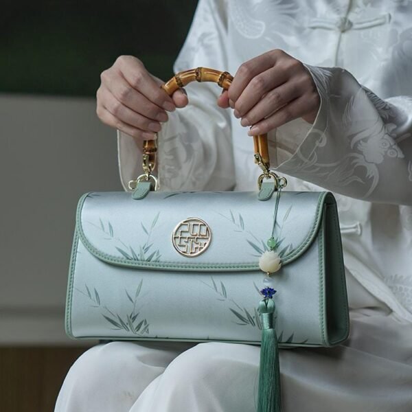 Light Green Bamboo Pattern Handbag - Image 2