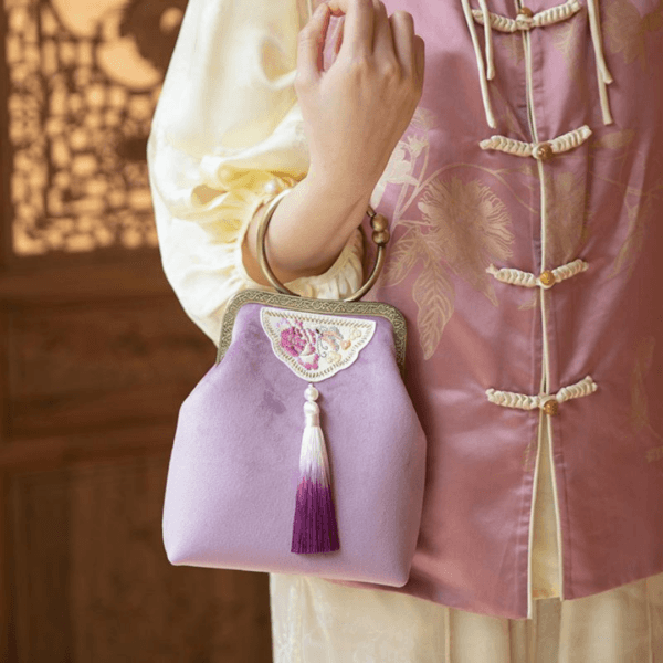 Qinghe Legacy · Hand-Sewn Lotus Embroidery Tote Bag - Image 8