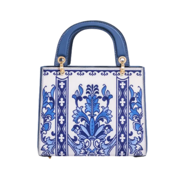 Women's Handbag with Hand-embroidered Blue and White Porcelain Patterns