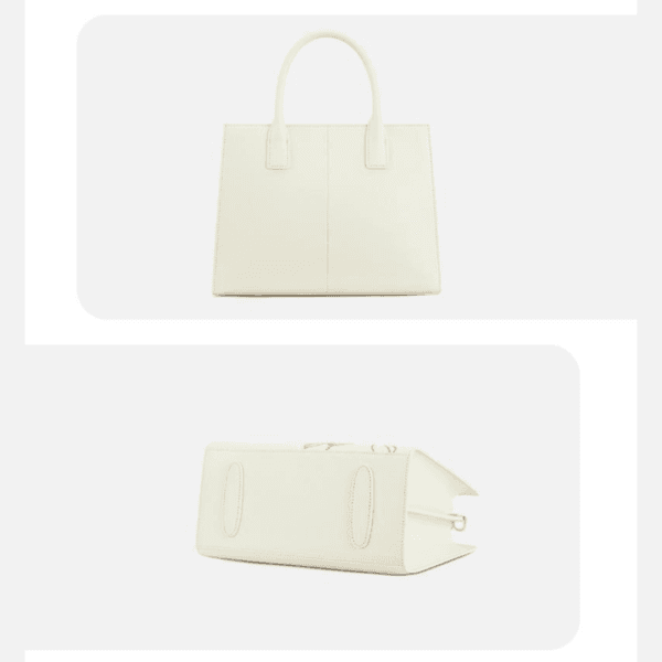 Pure White Handbag with Magnolia Embroidery and Matte Finish - Image 4