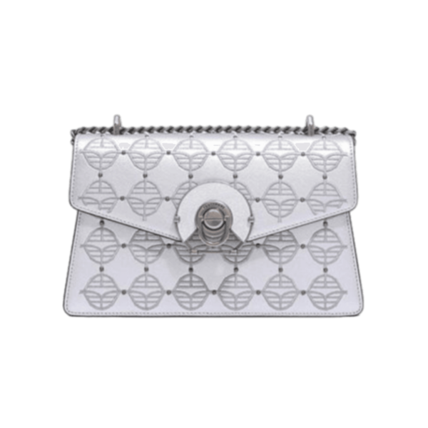 Women's Shoulder Bag with Silver Lucky Chain Embroidery