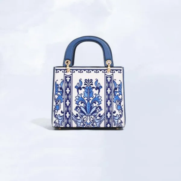 Women's Handbag with Hand-embroidered Blue and White Porcelain Patterns - Image 3