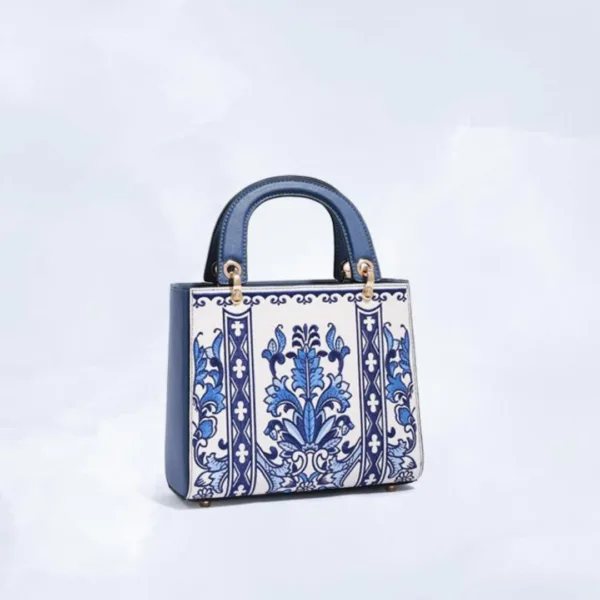 Women's Handbag with Hand-embroidered Blue and White Porcelain Patterns - Image 4