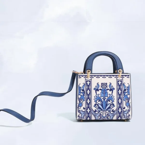 Women's Handbag with Hand-embroidered Blue and White Porcelain Patterns - Image 7