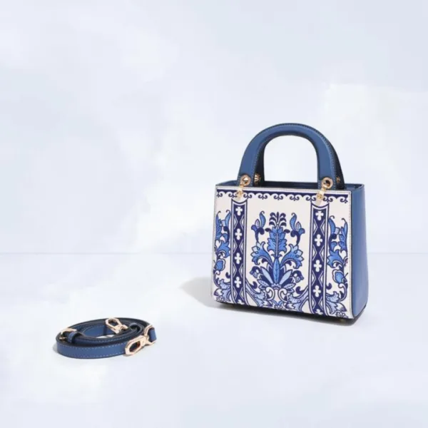 Women's Handbag with Hand-embroidered Blue and White Porcelain Patterns - Image 8